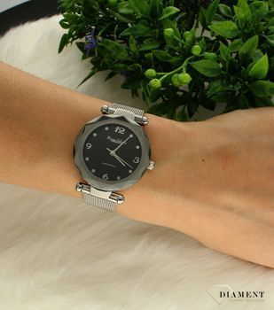 Zegarek damski na srebrnej bransolecie Bruno Calvani BC3356 SILVER BLACK. Mechanizm japoński mieści się w okrągłej, pozłacanej, wytrzymałej kopercie. Koperta wykonana z ALLOY’u, czyli bardzo popularnego stopu metali na bazie m (1).jpg